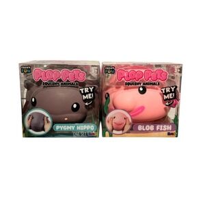 Crazy Fun Plop Pets Squishy Animals Series 1 Pygmy Hippo and Blob Fish Set of 2